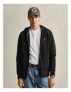 Shield Zip Hoodie in Black