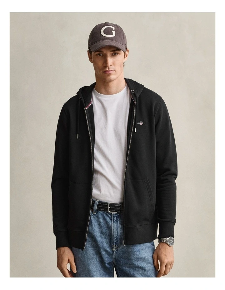 Shield Zip Hoodie in Black image 1