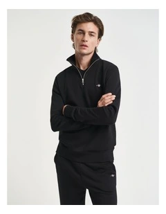 Shield Half Zip Sweater in Black