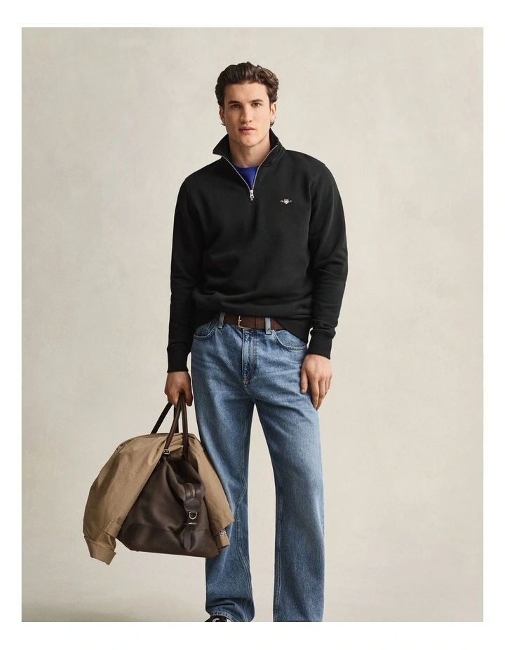 Shield Half Zip Sweater in Black image 3