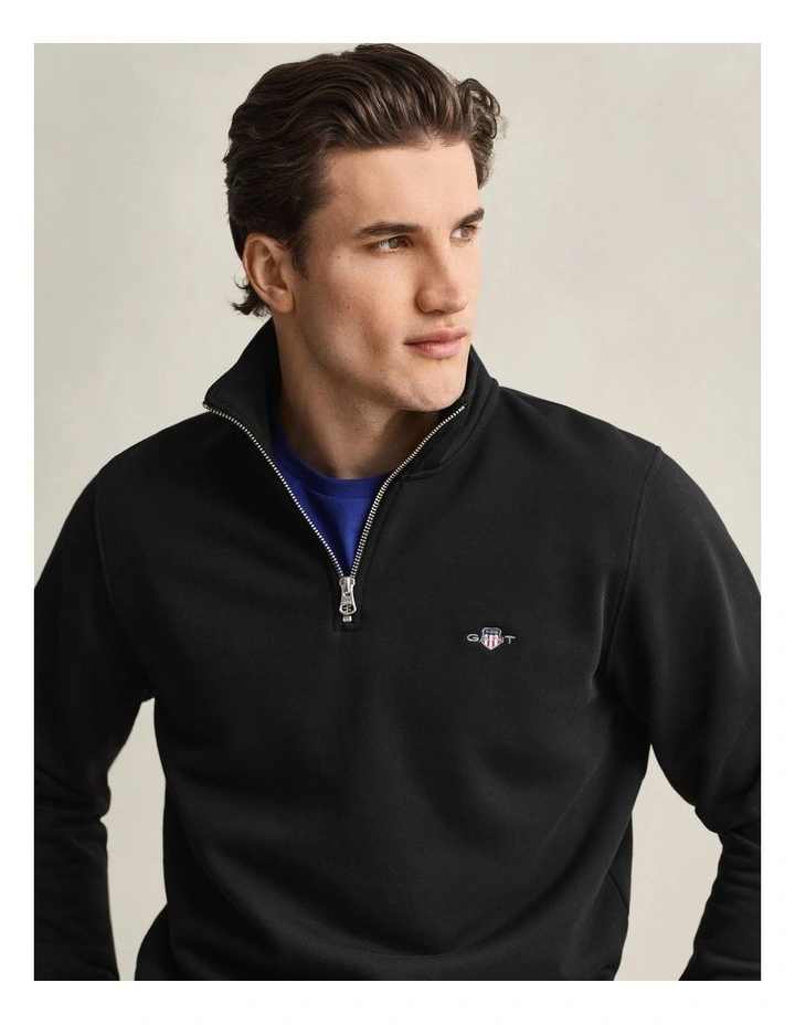 Shield Half Zip Sweater in Black image 4