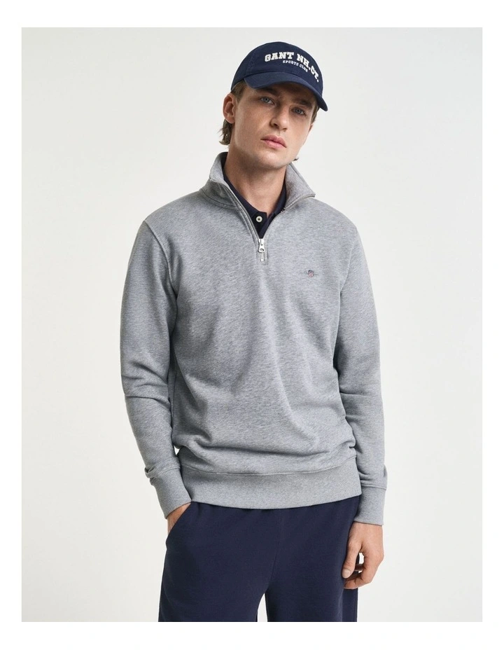 Shield Half Zip Sweater in Grey Melange image 1