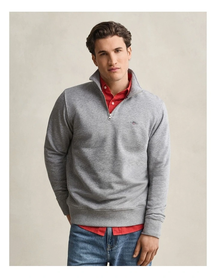 Shield Half Zip Sweater in Grey Melange image 1