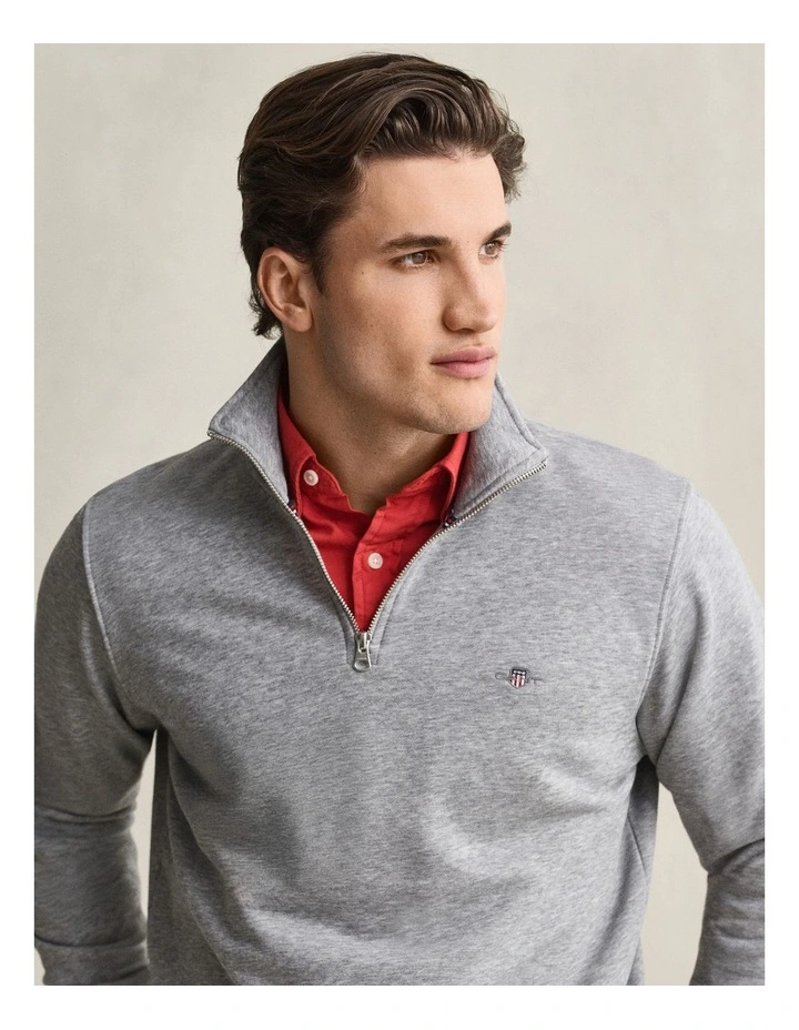 Shield Half Zip Sweater in Grey Melange image 4