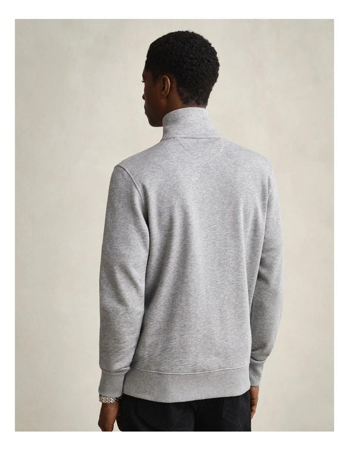 Shield Zip Sweatshirt in Grey Melange image 2