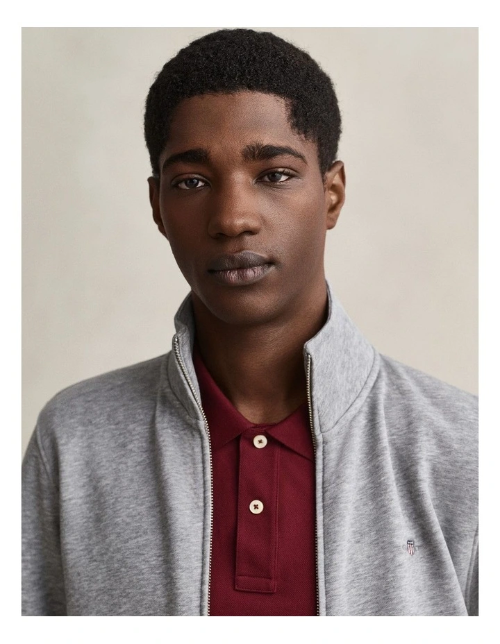 Shield Zip Sweatshirt in Grey Melange image 4