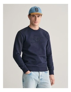 Tonal Archive Shield Crew Neck Sweatshirt in Evening Blue