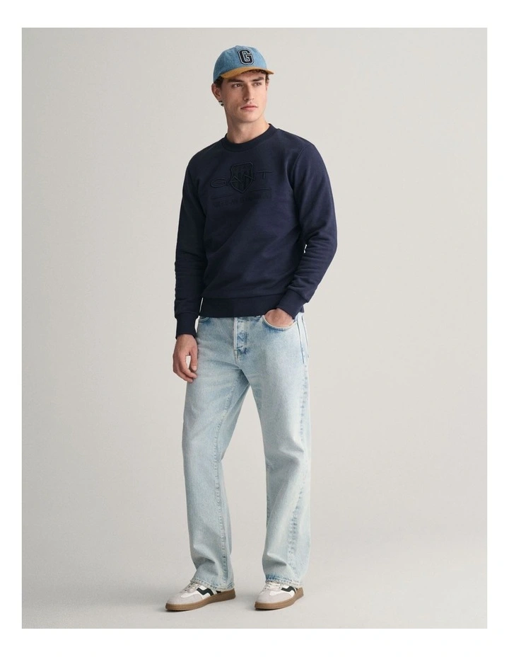 Tonal Archive Shield Crew Neck Sweatshirt in Evening Blue image 3