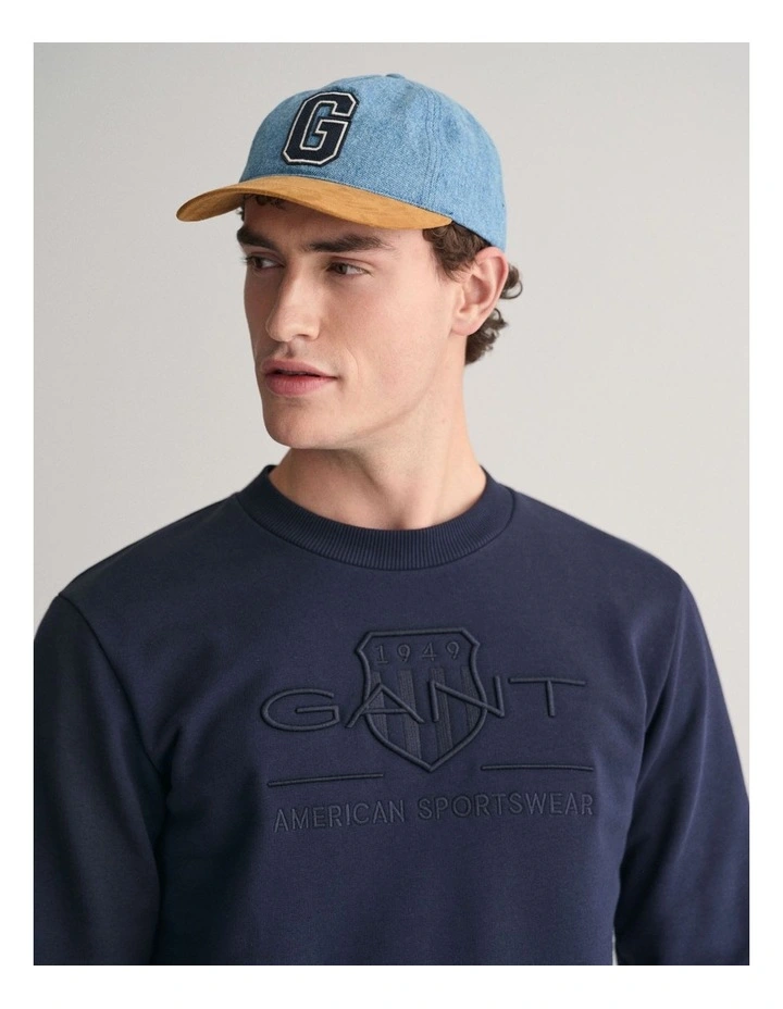 Tonal Archive Shield Crew Neck Sweatshirt in Evening Blue image 4