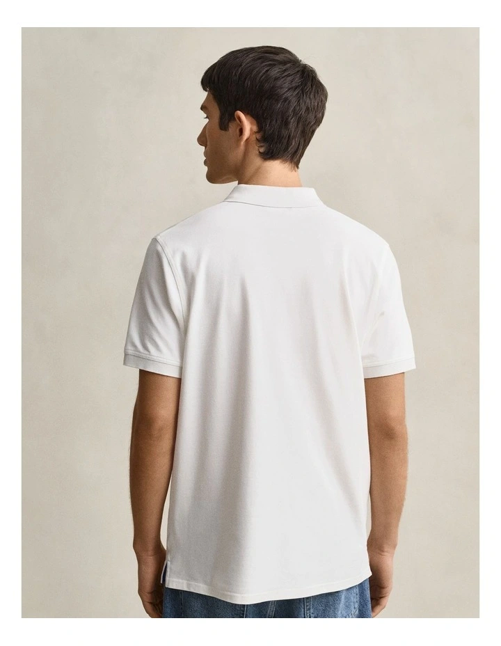Contrast Pique Polo Shirt in Eggshell image 2