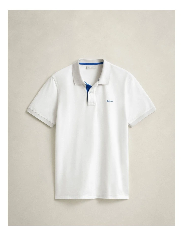 Contrast Pique Polo Shirt in Eggshell image 5