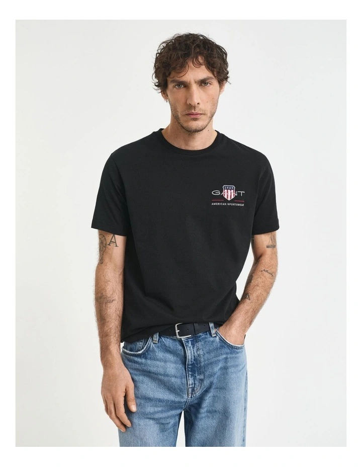 Embroidered Archive Shield T-Shirt in Black image 1