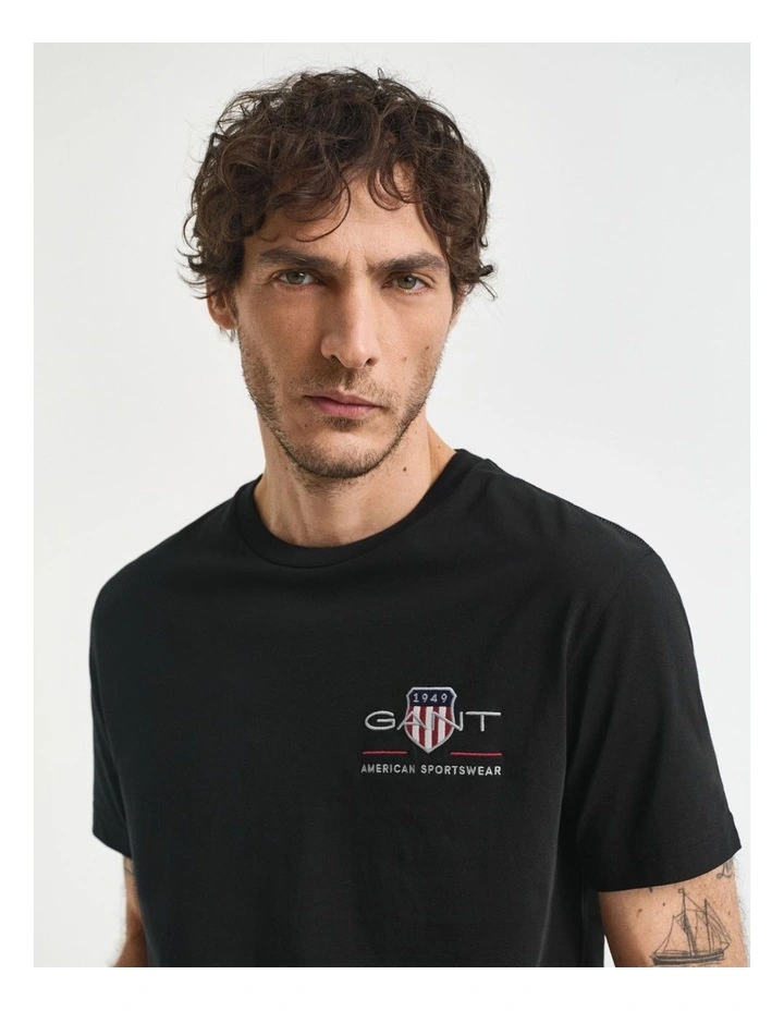 Embroidered Archive Shield T-Shirt in Black image 4