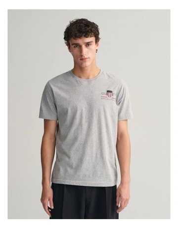 Embroidered Archive Shield T-shirt in Grey Melange