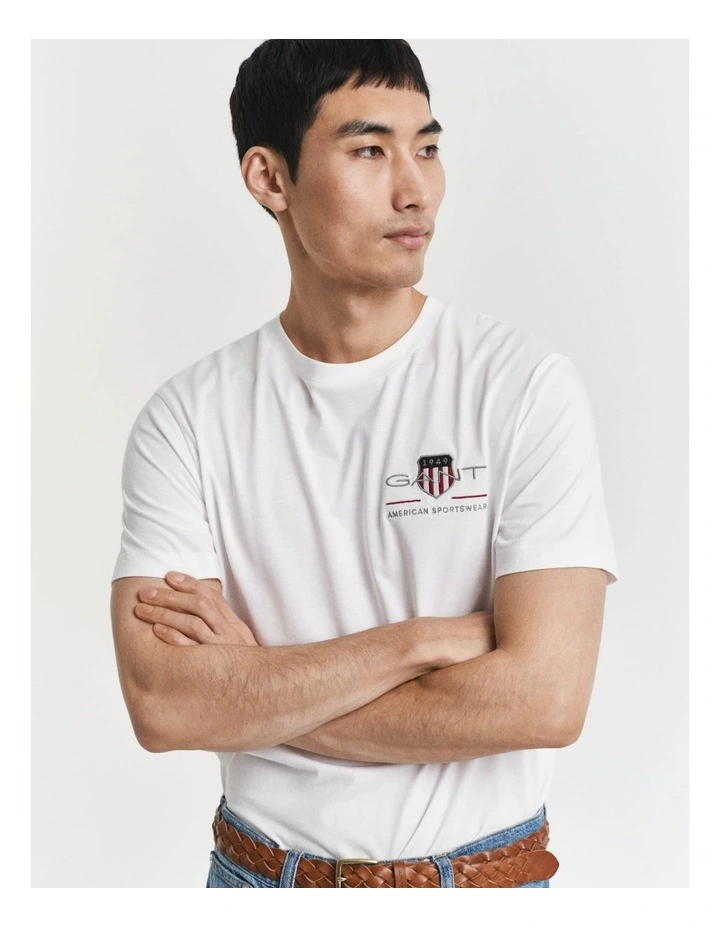 Embroidered Archive Shield T-Shirt in White image 4