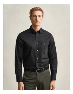 Regular Fit Poplin Shirt in Black