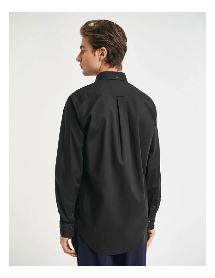 Regular Fit Poplin Shirt in Black image 2