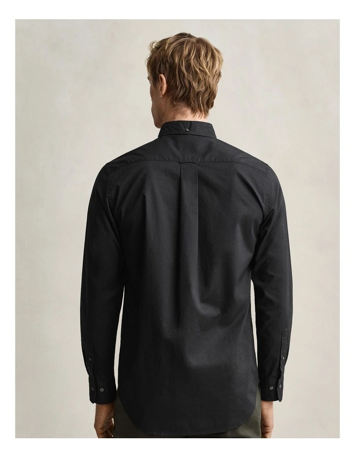 Regular Fit Poplin Shirt in Black image 2