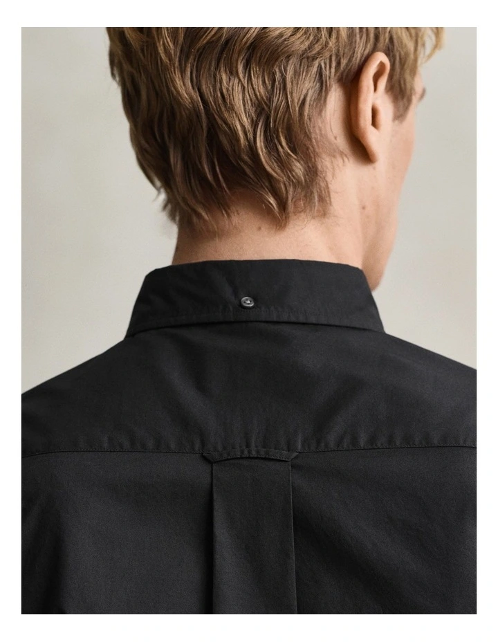 Regular Fit Poplin Shirt in Black image 3
