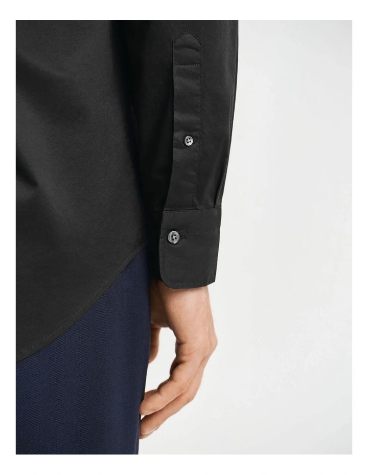 Regular Fit Poplin Shirt in Black image 5
