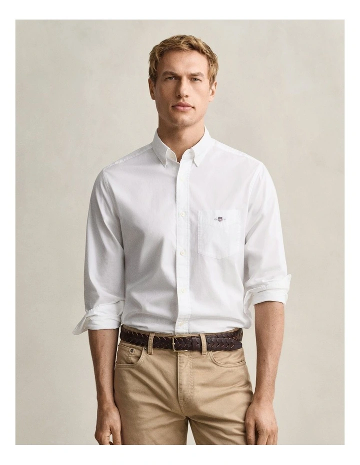 Regular Fit Poplin Shirt in White image 1