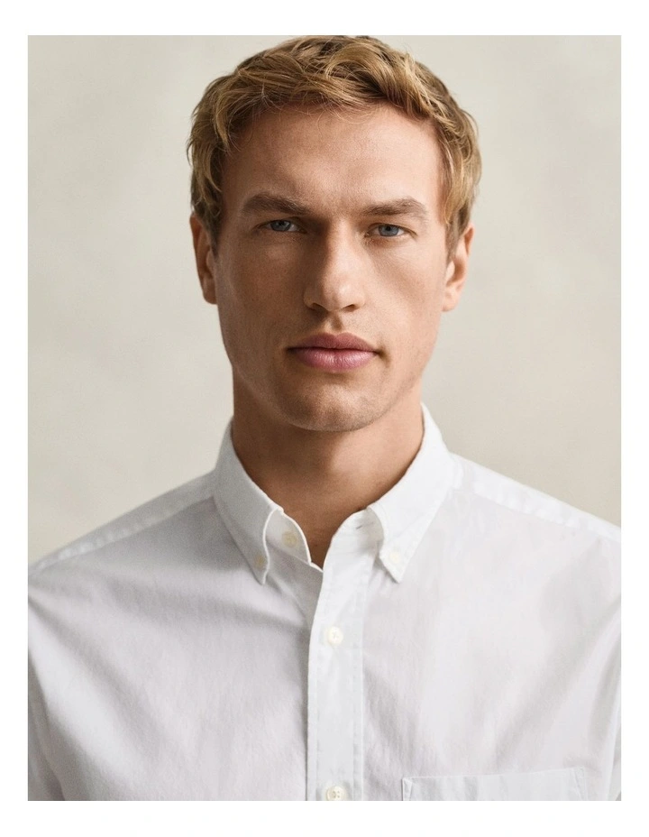 Regular Fit Poplin Shirt in White image 3