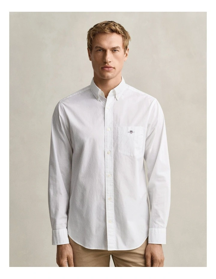 Regular Fit Poplin Shirt in White image 5