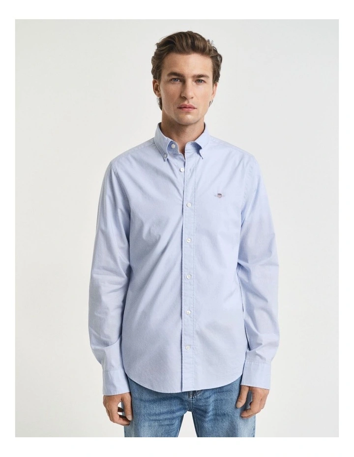 Slim Fit Poplin Shirt in Light Blue image 3