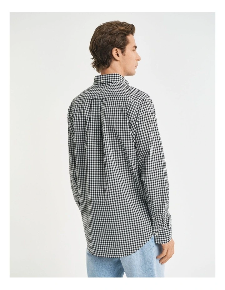 Regular Fit Gingham Poplin Shirt in Black image 2