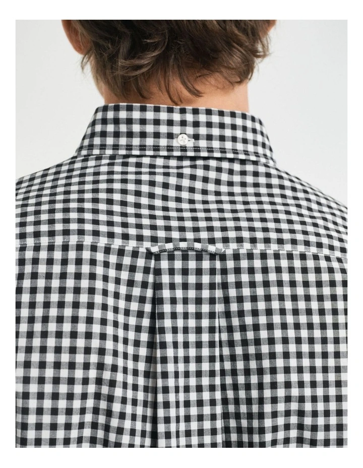Regular Fit Gingham Poplin Shirt in Black image 6