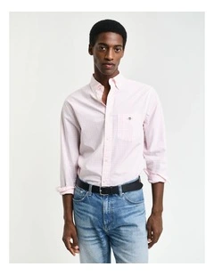 Regular Fit Gingham Poplin Shirt in Light Pink