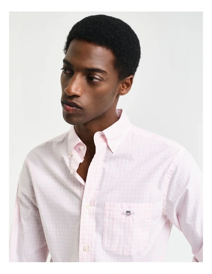 Regular Fit Gingham Poplin Shirt in Light Pink image 3