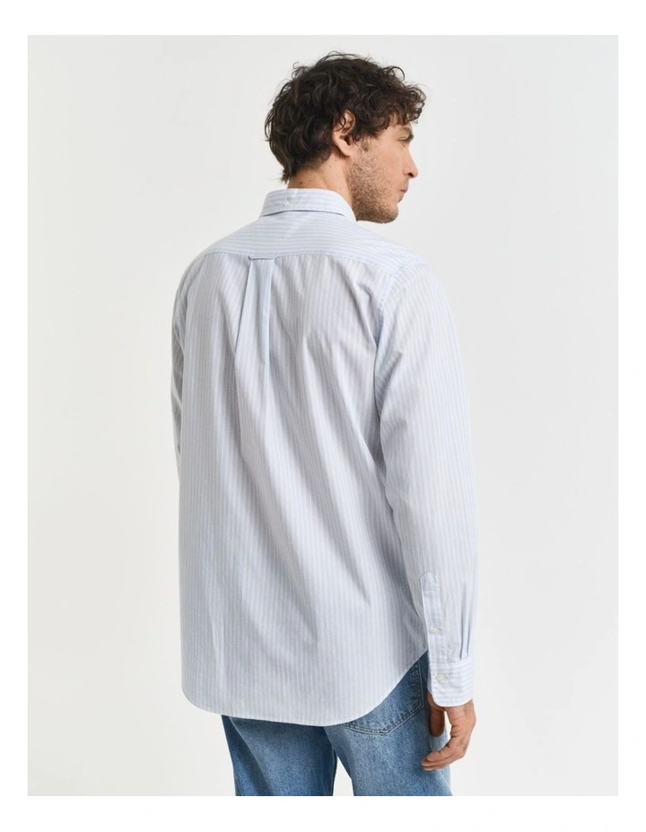 Regular Fit Striped Poplin Shirt in Light Blue image 2