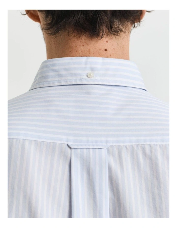 Regular Fit Striped Poplin Shirt in Light Blue image 5