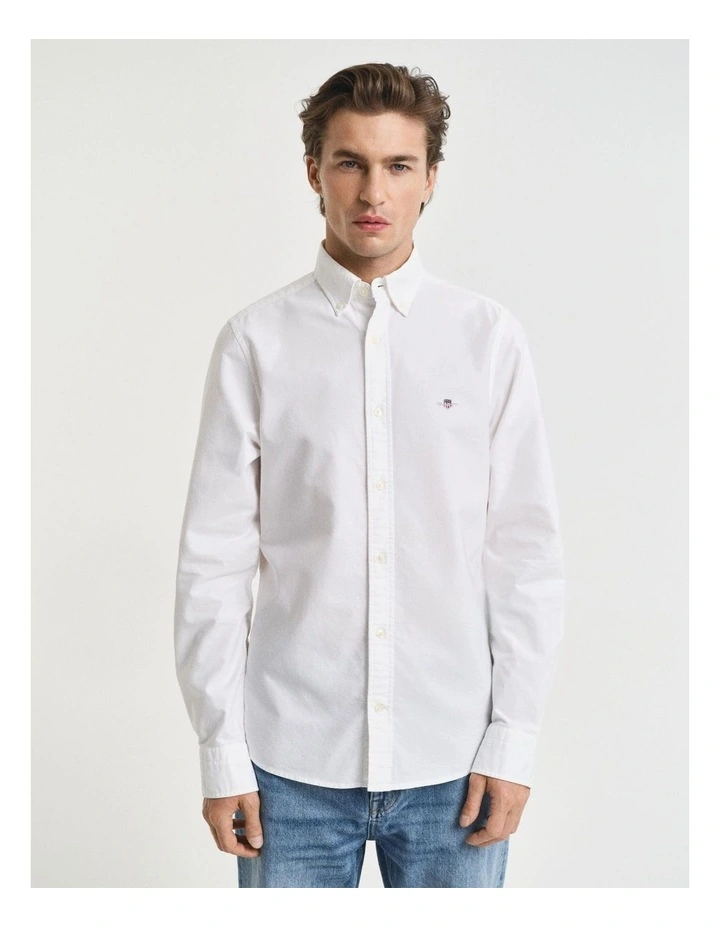 Slim Fit Oxford Shirt in White image 3