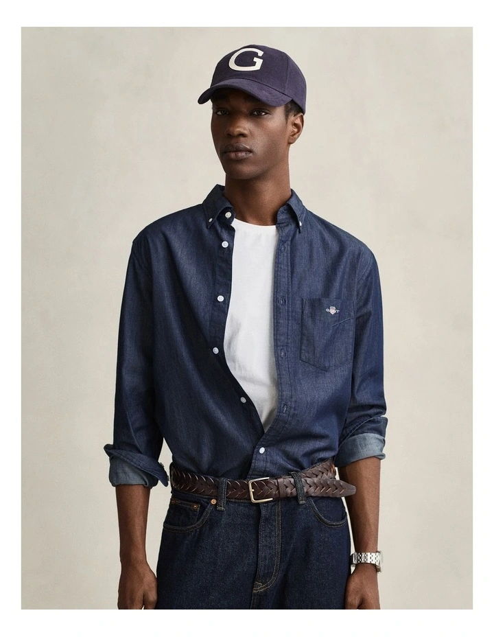 Regular Fit Indigo Shirt in Dark Indigo image 1