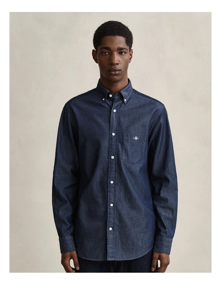 Regular Fit Indigo Shirt in Dark Indigo image 5