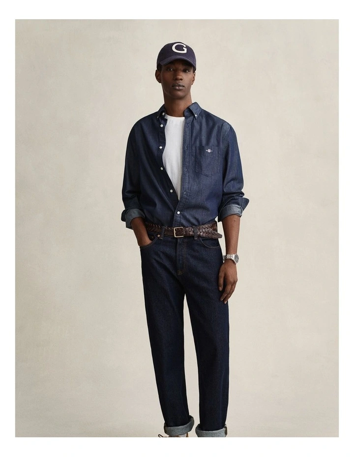 Regular Fit Indigo Shirt in Dark Indigo image 6