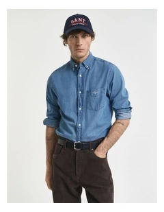 Regular Fit Indigo Shirt in Semi Light Blue