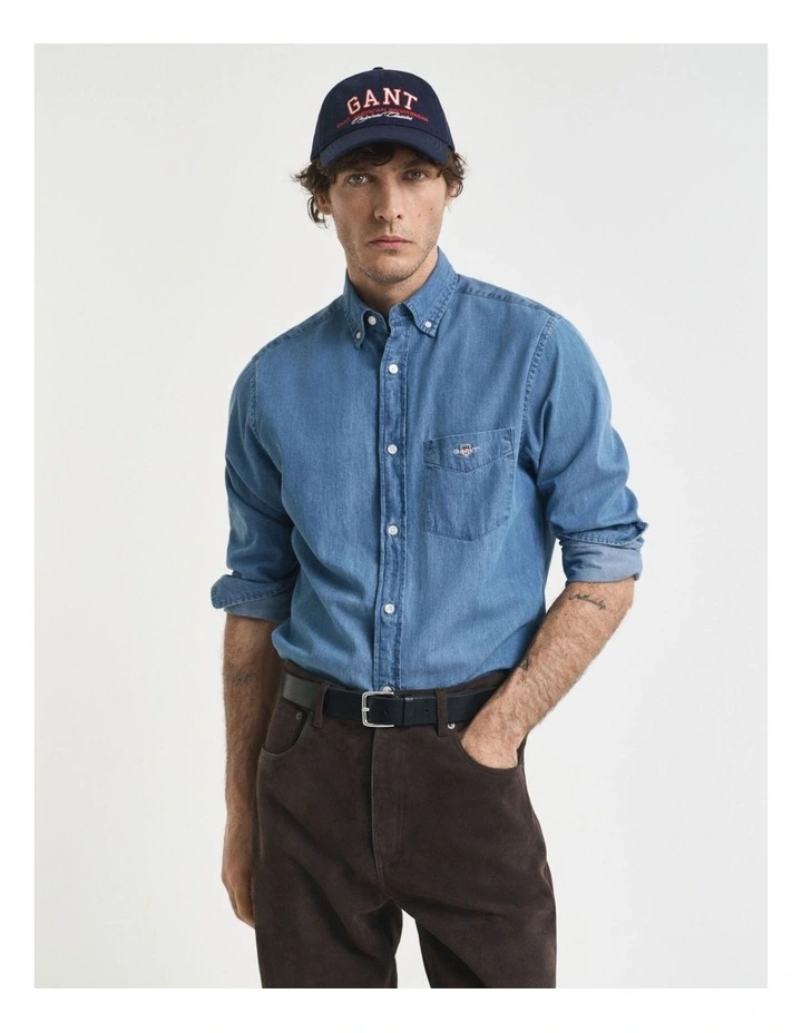 Regular Fit Indigo Shirt in Semi Light Blue image 1