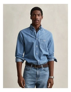 Regular Fit Indigo Shirt in Semi Light Blue