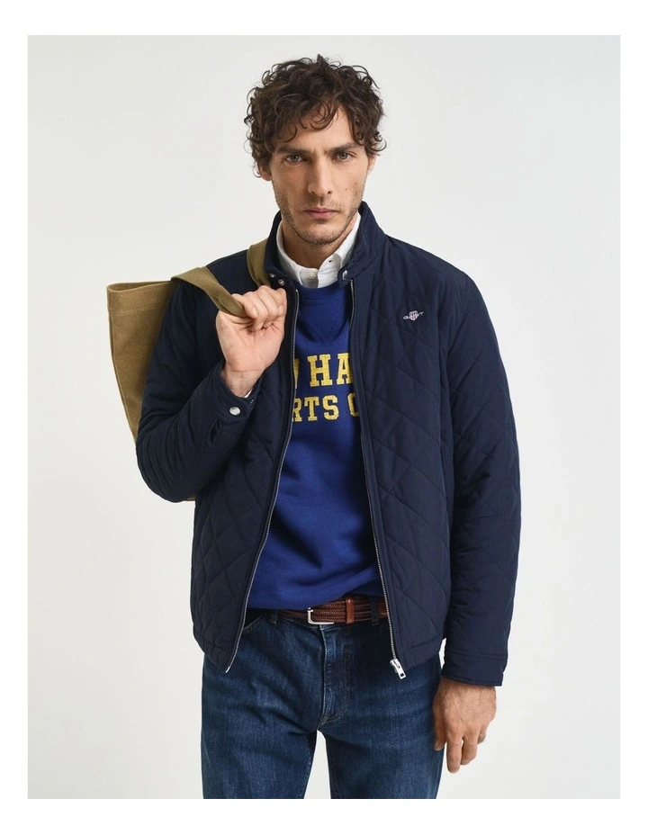 Quilted Windcheater Jacket in Evening Blue image 4