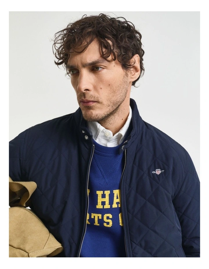 Quilted Windcheater Jacket in Evening Blue image 5