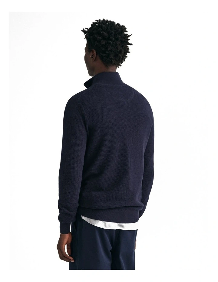 Cotton Pique Half-Zip Sweater in Evening Blue image 2