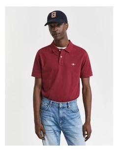 Regular Fit Shield Pique Polo Shirt in Plumped Red