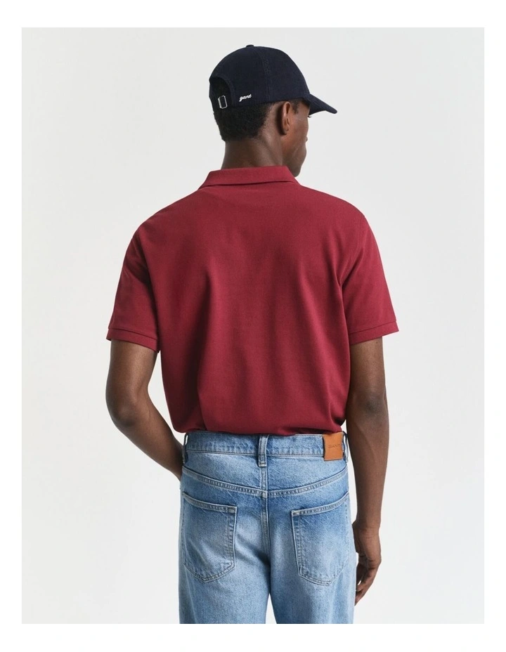Regular Fit Shield Pique Polo Shirt in Plumped Red image 2