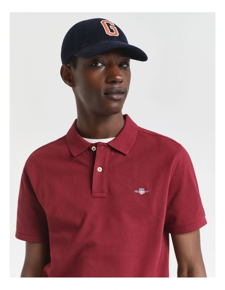 Regular Fit Shield Pique Polo Shirt in Plumped Red image 4