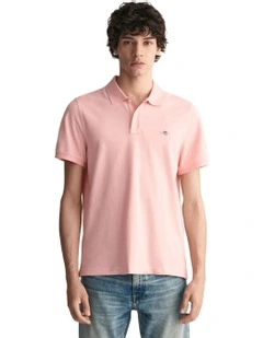 Regular Fit Shield Piqu Polo Shirt in Bubblegum Pink
