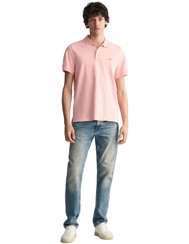 Regular Fit Shield Piqu Polo Shirt in Bubblegum Pink image 3