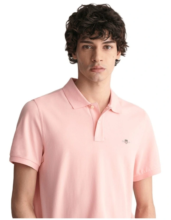 Regular Fit Shield Piqu Polo Shirt in Bubblegum Pink image 4